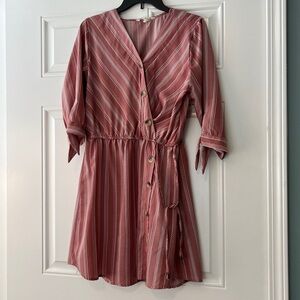 Womens Indulge striped pink white striped mini dress looks like romper. Size XL